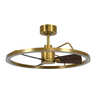 Cessna 28" DC Fan w/Adjustable Color LED Antique Brass w/Walnut Blades (Remote Included)