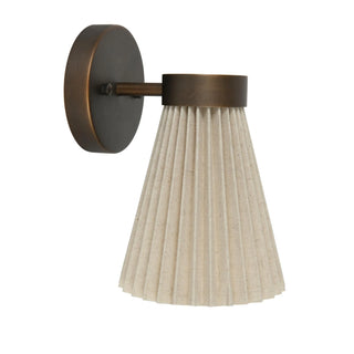 Amore 1Lt Wall Sconce in Aged Brass w/Pleated White Linen Shade