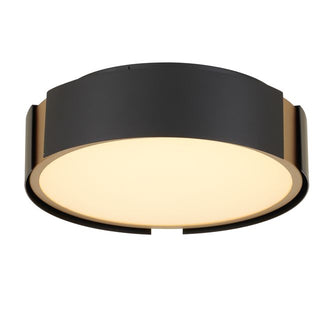 Milan 10-in Matte Black with Brass Accent Integrated LED Flush Mount