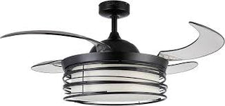 Luna 48" Black Retractable Blade Fan w/Color Adjustable LED (Remote Included)