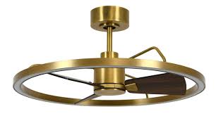 Cessna 28" DC Fan w/Adjustable Color LED Antique Brass w/Walnut Blades (Remote Included)