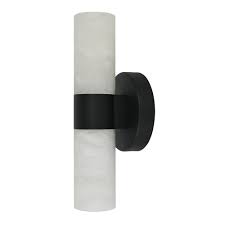 Luella 2Lt Wall Sconce in Black w/Alabaster Shade