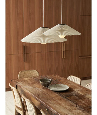 Amore 1 Lt Medium Pendant in Aged Brass w/Pleated White Linen Shade