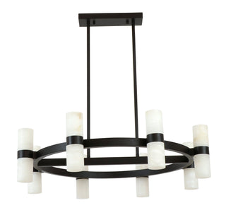 Luella 16Lt Chandelier in Black w/Alabaster Shades
