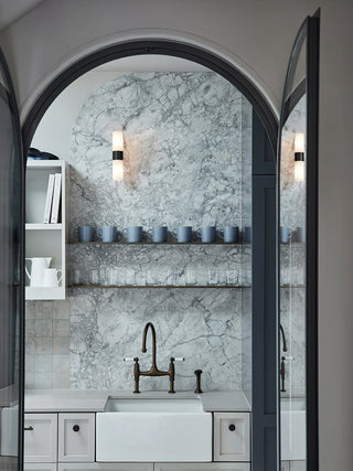 Luella 2Lt Wall Sconce in Black w/Alabaster Shade