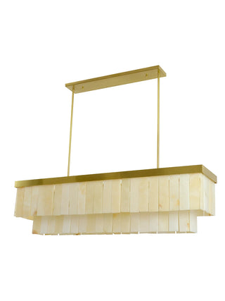 Elora 7Lt Linear Pendant in Satin Brass w/Jade Stone